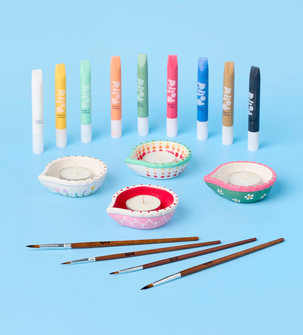 Kit 4 Diya in Ceramica da Dipingere