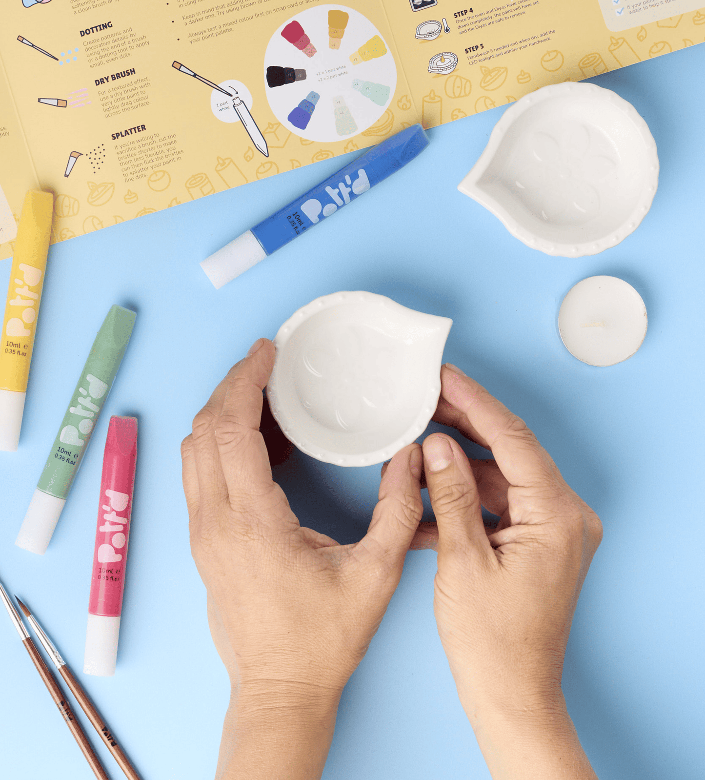 Kit 4 Diya in Ceramica da Dipingere
