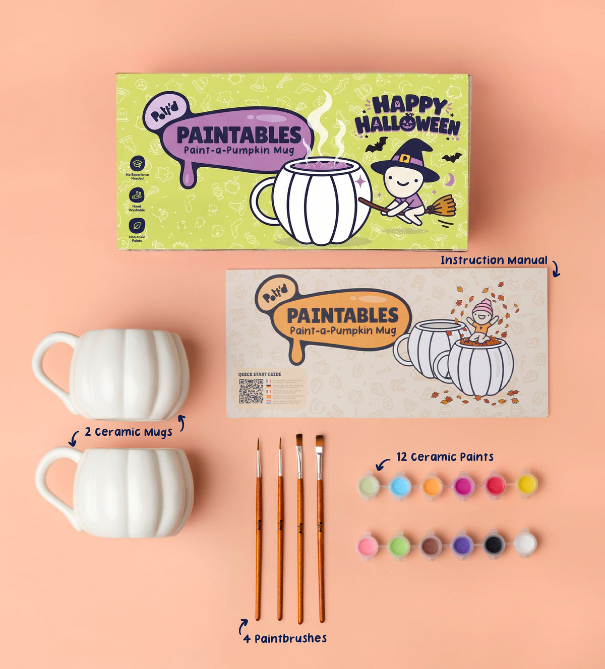 Coffret Mugs Citrouille à Peindre