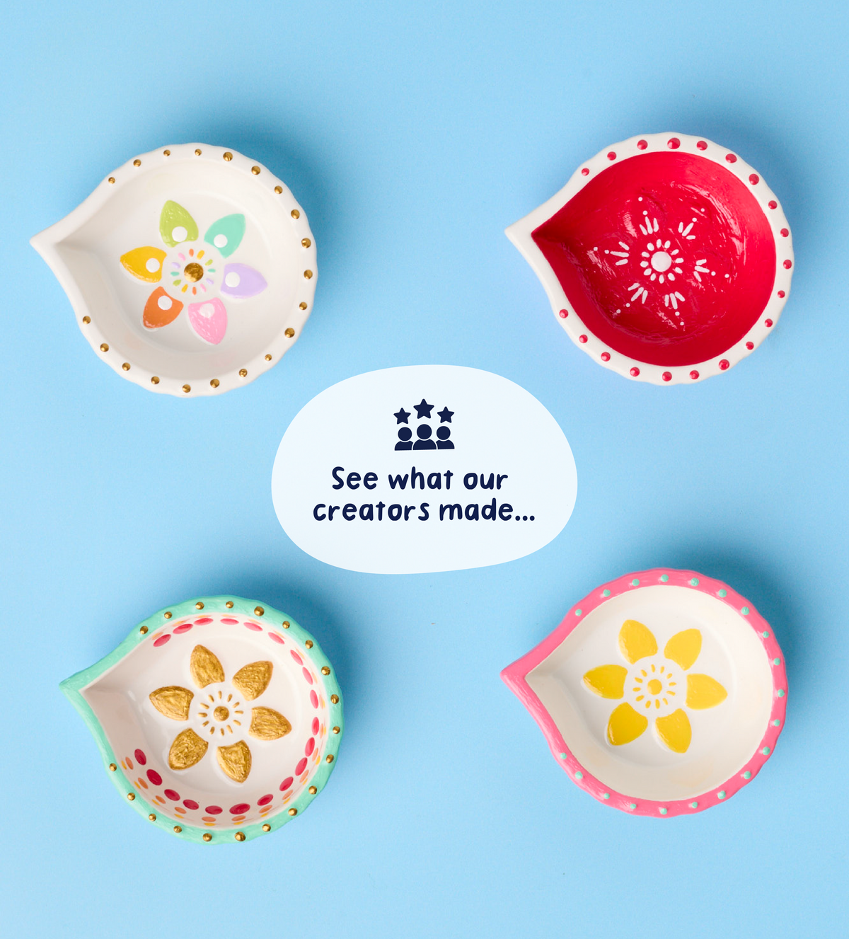 Kit 4 Diya in Ceramica da Dipingere