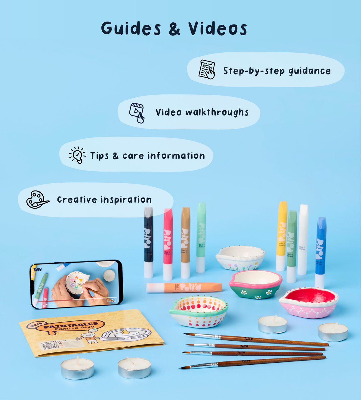 Kit 4 Diya in Ceramica da Dipingere