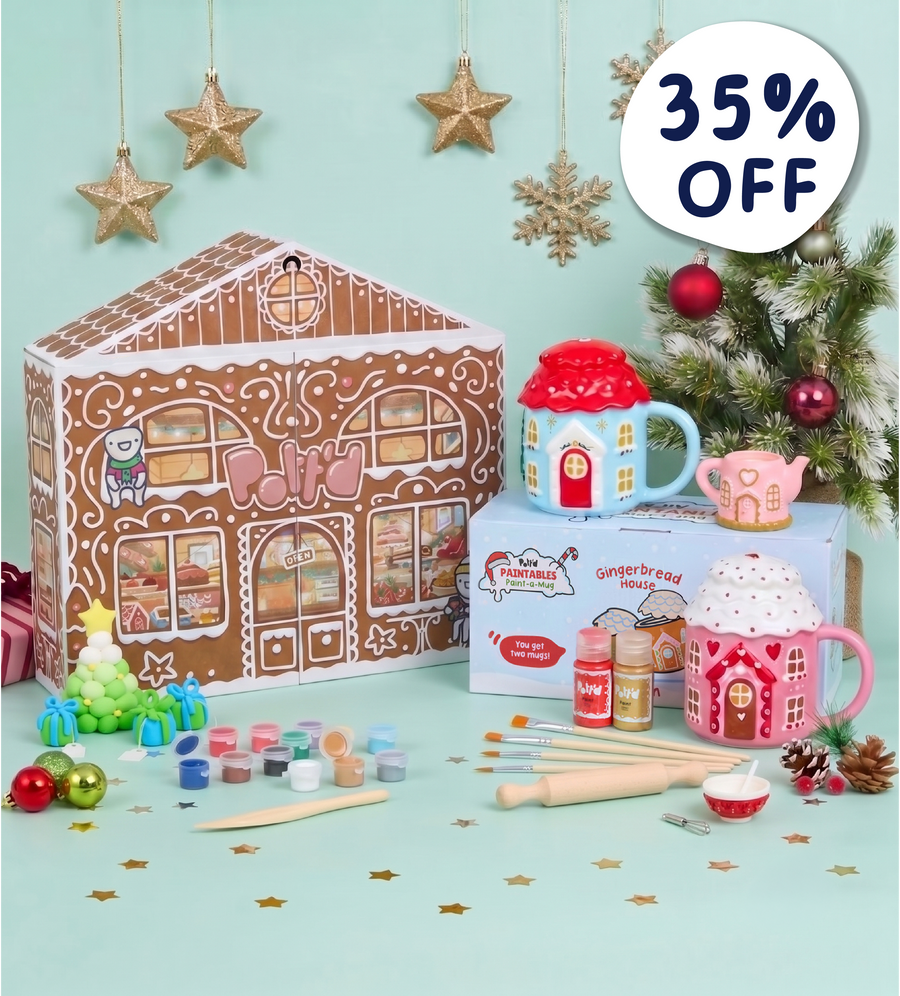 Der Adventskalender mit zwei bemalbaren Lebkuchen-Tassen