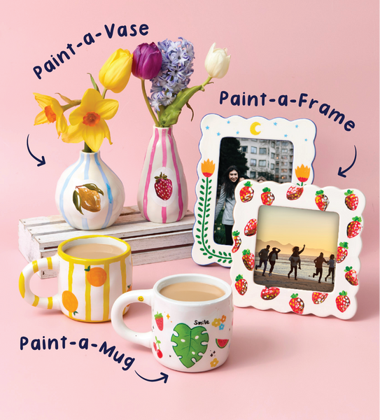 Paintables Set: Tasse, Rahmen & Vase